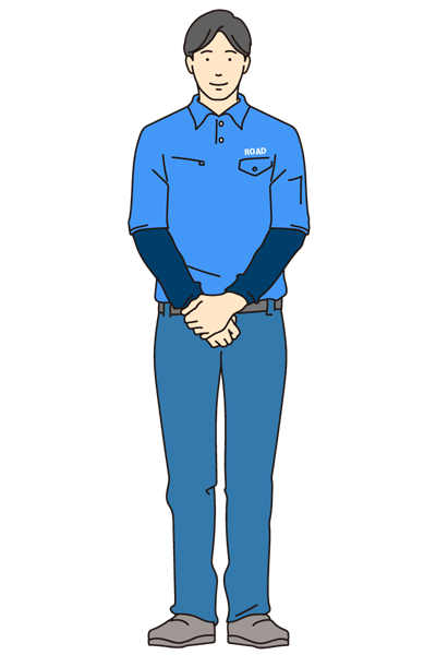 体の前で手を組むロードの男性スタッフのイラスト